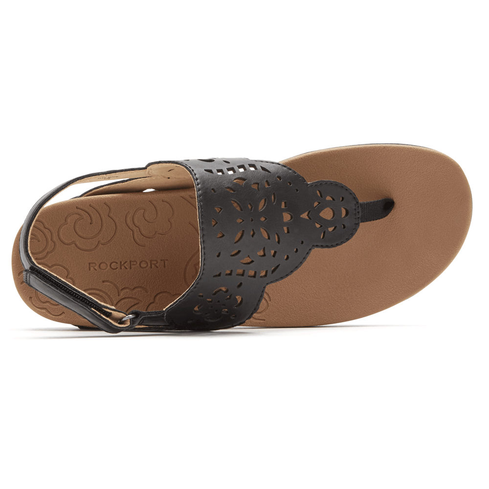 Sandalias Rockport Mujer Mexico - Ridge Circle Cutout Thong Negros - QZFNR8479